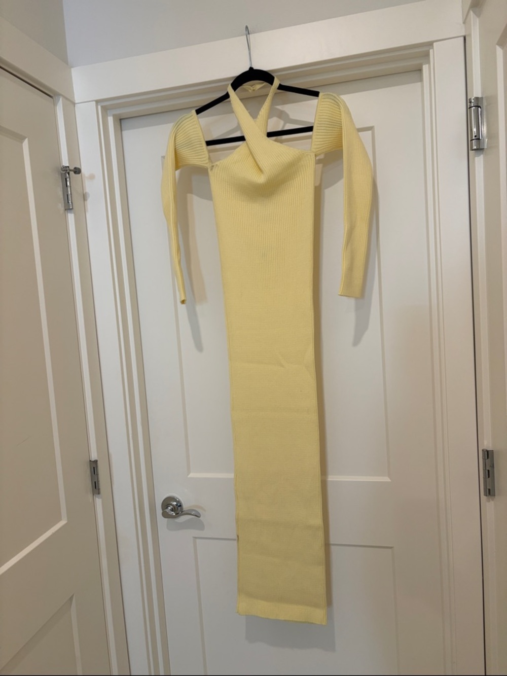 NWT [Baobab] Collection Kai Dress Twist Halter Ribbed Midi Viche Yellow Womens S - Picture 5 of 14